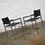 Metal Vintage Chrome & Black Vinyl Faux Leather Sling Director’s Chairs Straight Legs, a Pair For Sale - Image 7 of 13