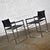 Metal Vintage Chrome & Black Vinyl Faux Leather Sling Director’s Chairs Straight Legs, a Pair For Sale - Image 7 of 12