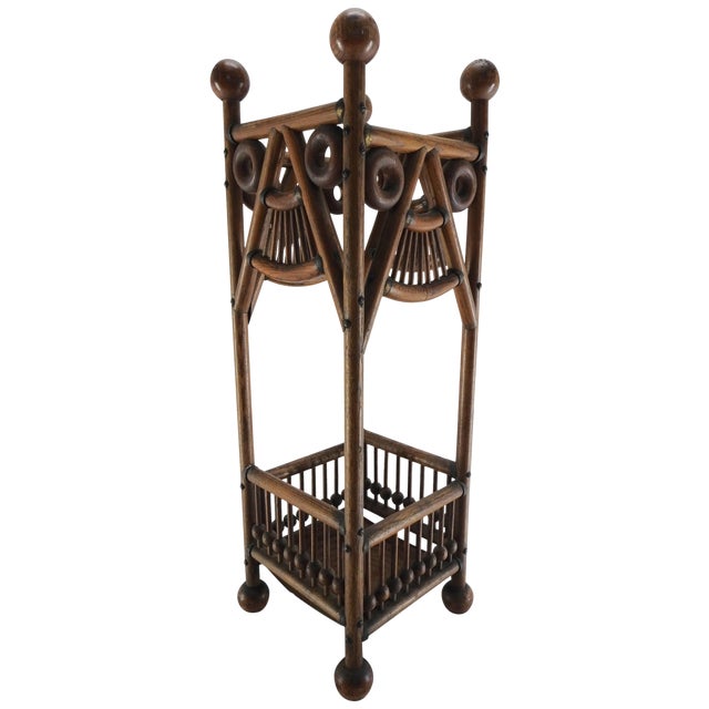 Arts & Crafts Stick and Ball Umbrella Stand For Sale