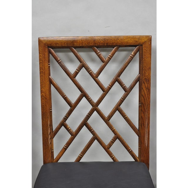 Mid 20th Century Vintage Hollywood Regency Faux Bamboo Lattice Dining Chair by Century - Set of 4 For Sale - Image 5 of 15
