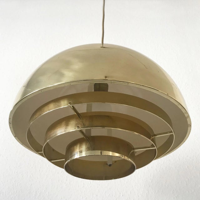 - Mid-century model Dome pendant light in solid and sheet brass - Manufactured by Vereinigte Werkstätten München, Germany...