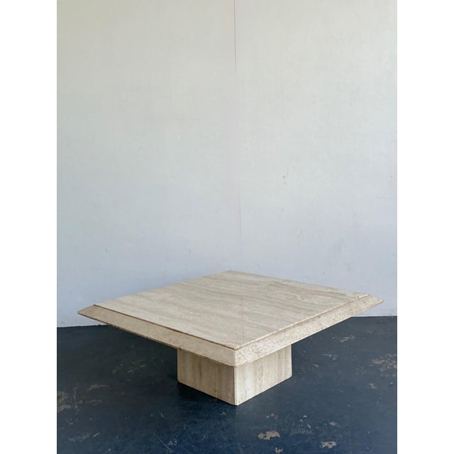 Late 20th Century Vintage Italian Stone International Travertine Pedestal Coffee Table For Sale - Image 5 of 17