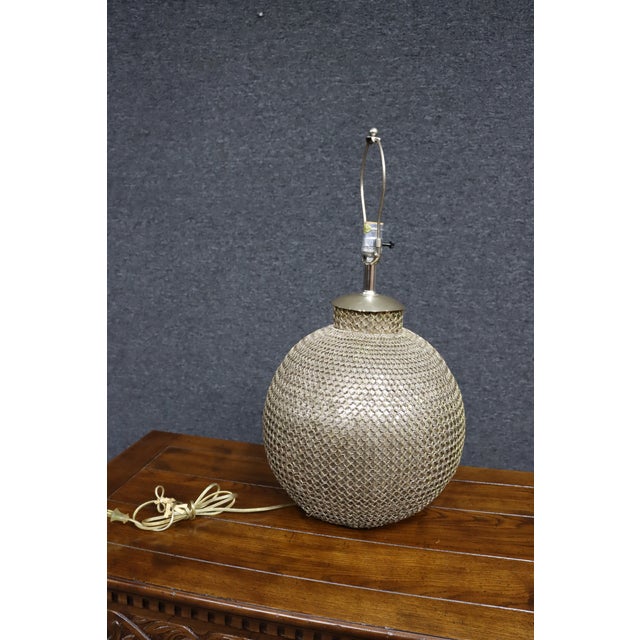 Brass Mid-Century Brass Chainmail Orb Table Lamp For Sale - Image 8 of 8