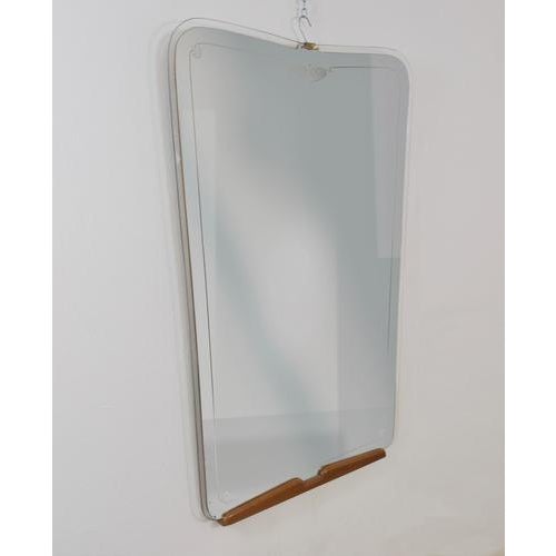 Mid-Century Cherry & Brass Wall Mirror attributed to Paolo Buffa, Italy, 1940 For Sale - Image 11 of 14