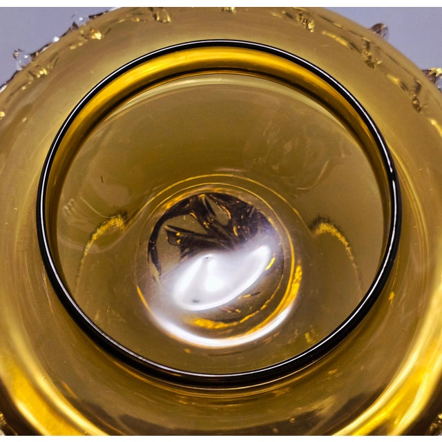 Mid 20th Century Italian Murano Glass Style Amber Art Glass Compote With Applied Prunts For Sale In Pittsburgh - Image 6 of 11