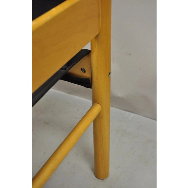 Wood Vintage Mid Century Modern Scandinavian Black Canvas Birch Wood Lounge Chair For Sale - Image 7 of 11