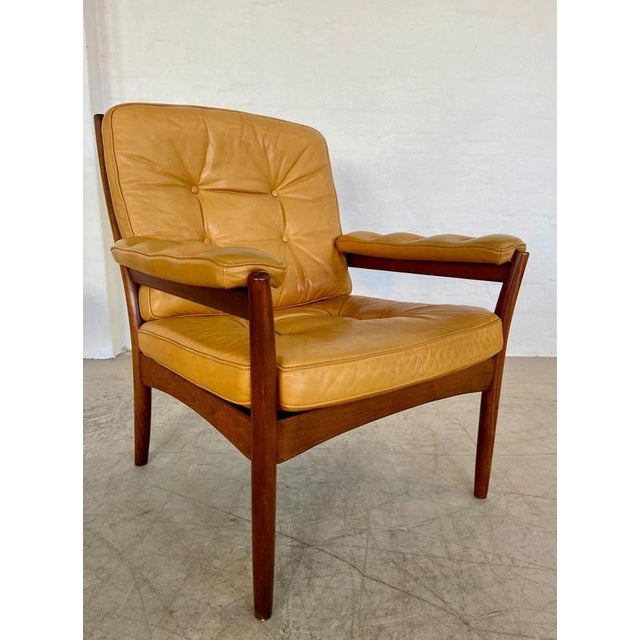 Vintage Swedish Tan Leather and Wood Lounge Chair by Göte Möbler, 1970s For Sale - Image 17 of 18