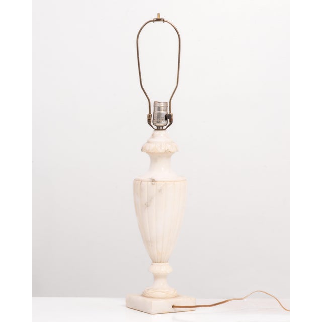 Alabaster Urn Shaped Table Lamp Hand Carved Neoclassical Italy For Sale - Image 4 of 11