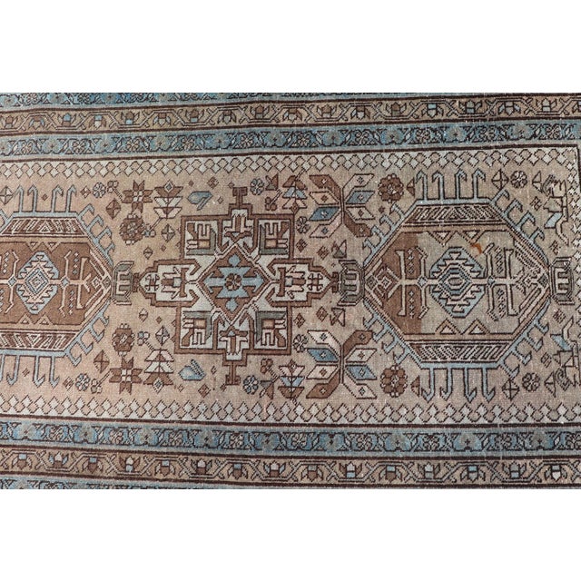 Tan Karadjeh Vintage Runner With Multi-Medallion Design 3'1 X 11'6 For Sale - Image 8 of 14