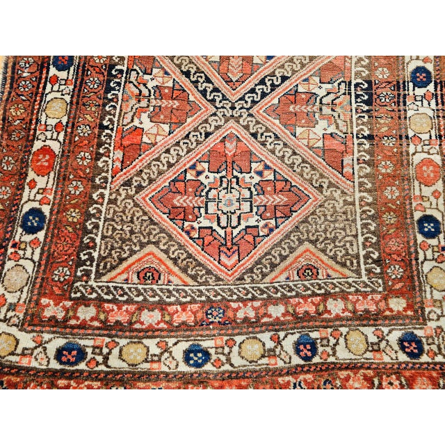 Antique Persian Malayer Runner Rug, Hand-Knotted Wool, Geometric Pattern, 4x12, Red & Ivory For Sale - Image 4 of 18