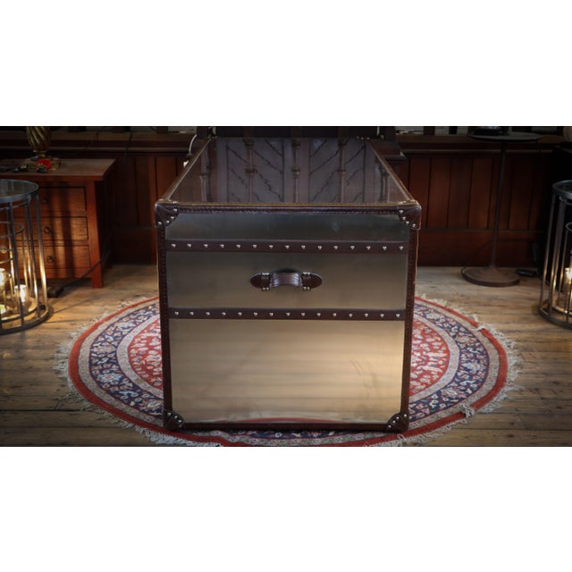 Stoneyhurst Mayfair Desk in Brushed Steel and Leather from Timothy Oulton, 2010s For Sale - Image 14 of 18