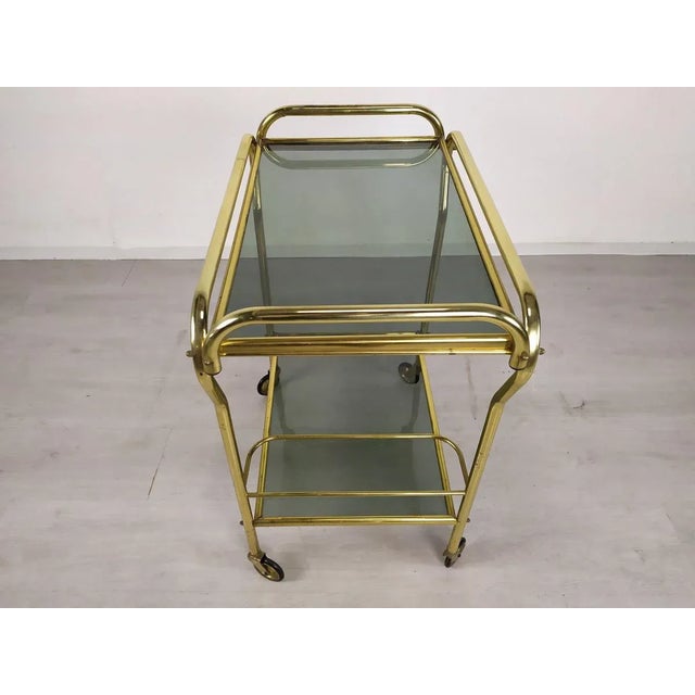 1960s Vintage Gold Brass Bar Cart, 1960s For Sale - Image 5 of 17