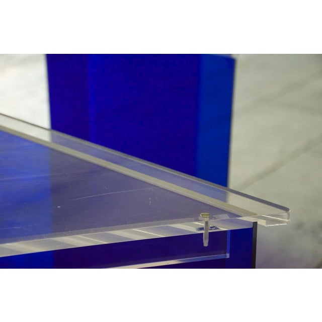 Blue International Acrylic Glass Reception Display Stands, 1980, Set of 2 For Sale - Image 6 of 18