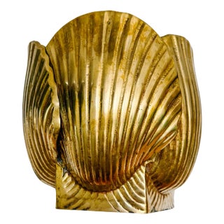Vintage Polished Brass Sea Shell, No Bottom For Sale