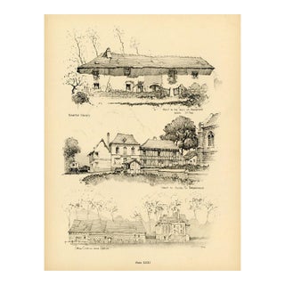 1920s, French Country Houses, French Rural Architecture Print, Original Antique Architecture Print, Lithograph For Sale