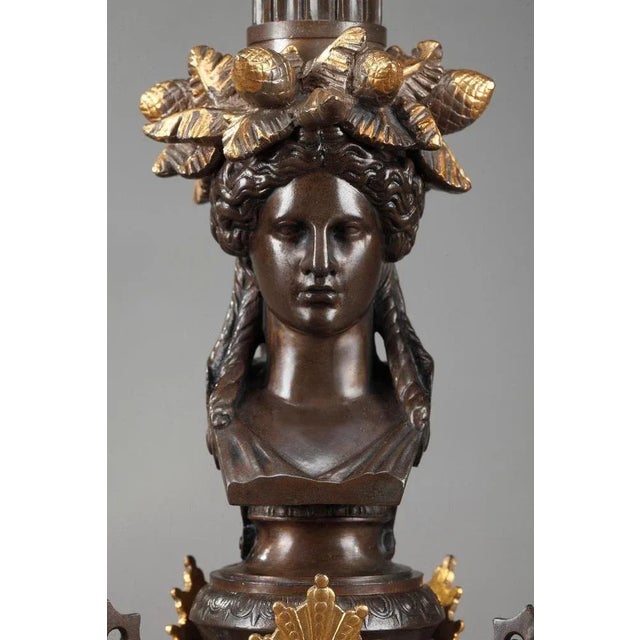 Large 19th Century Bronze Candelabra, Set of 2 For Sale - Image 6 of 18