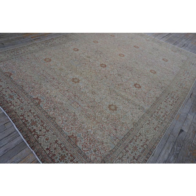 1920s Beige Ground Antique "Crisp Design Logic Knotted Wool Persian Tabriz Rug For Sale In New York - Image 6 of 9