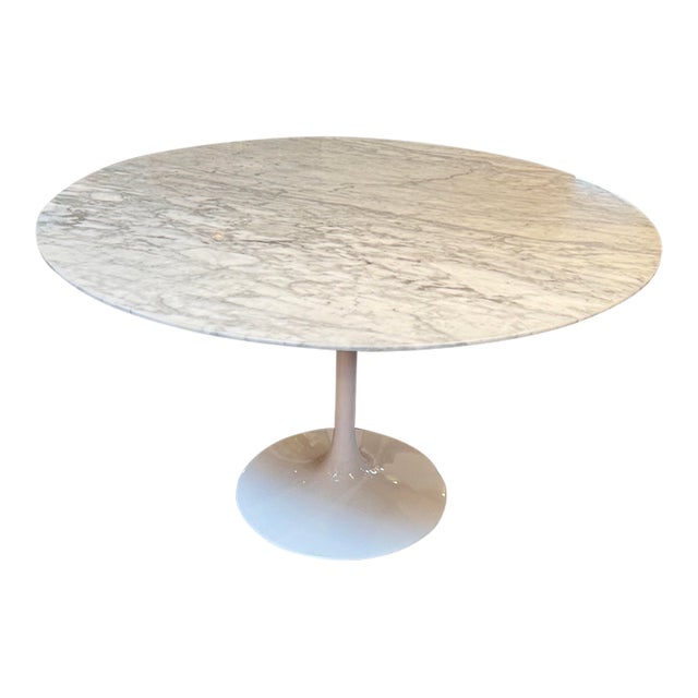Interior Icons Tulip Table With Carrera Tabletop For Sale