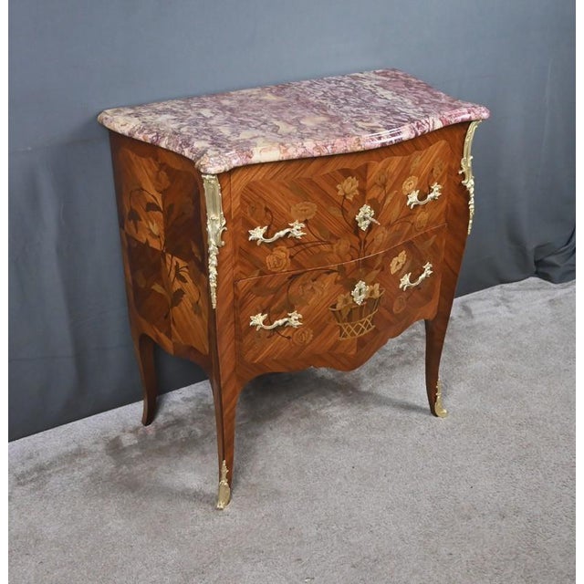 Small Louis XV Style Marquetry Commode, 1900s For Sale - Image 13 of 18