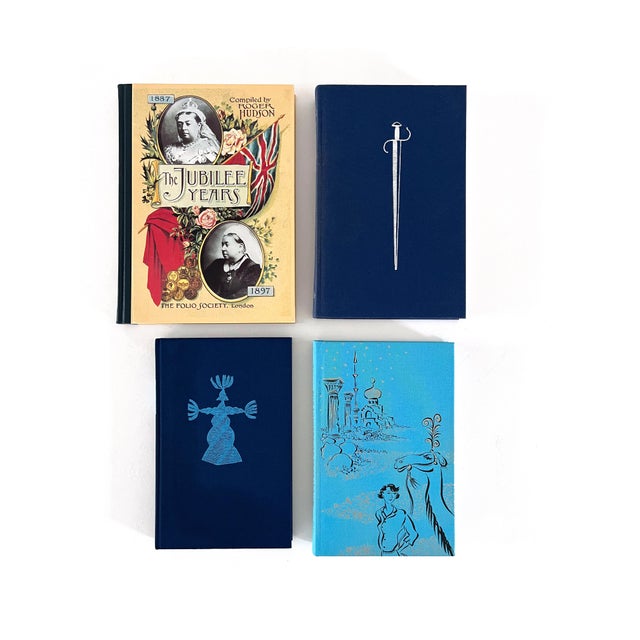 Nice collection of cloth bound hardback books with blue covers. All published by Folio Society. The Jubilee Years features...
