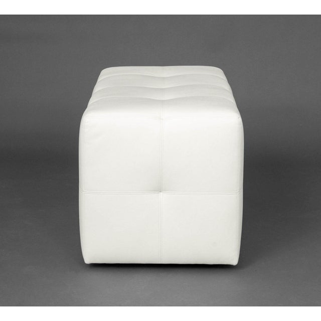 Animal Skin J. Robert Scott White Leather Upholstered Bench For Sale - Image 7 of 8
