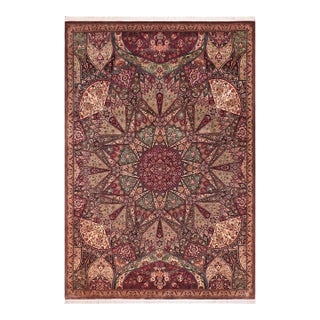Mughal Art Inspired Pak-Persian Red/Brown Wool Rug - 9'1'' X 13'3'' For Sale