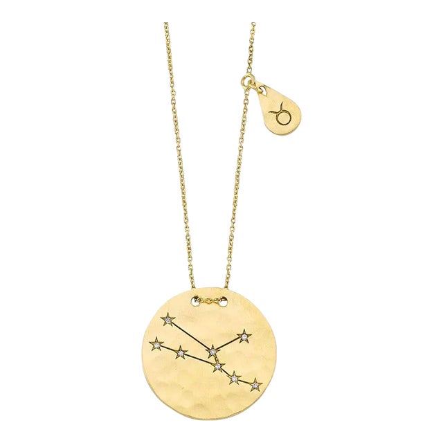 Own Your Story Taurus Astrological Pendant in Yellow Gold For Sale