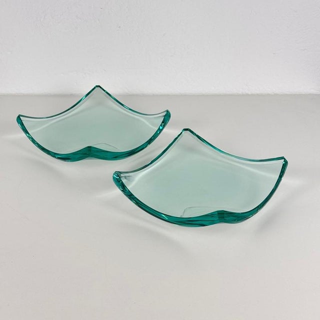 Glass Catchall Trays / Ashtrays attributed to Pietro Chiesa for Fontana Arte, 1940s, Set of 2 For Sale - Image 3 of 11