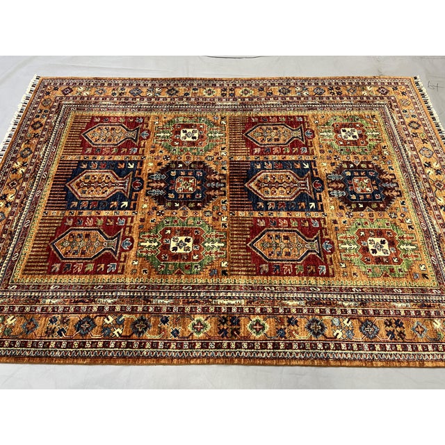 Rust Sultani Garden Panel Wool Rug, 5'10" X 8'1" For Sale - Image 6 of 13