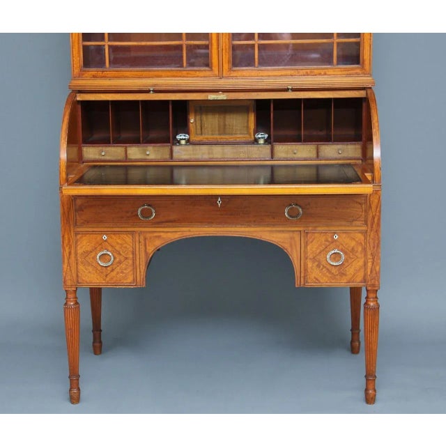 Antique Satinwood Cylinder Bookcase from Edwards & Roberts For Sale - Image 3 of 18