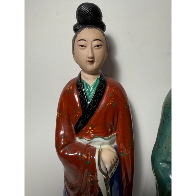 Pair of Chinese Famille Rose Enamel Porcelain Figures They are beautiful, hand-painted, and 14 inches tall. It has "China...
