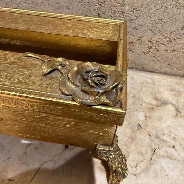 1960s Regency Gold Vanity Tissue Holder Box For Sale In San Diego - Image 6 of 12