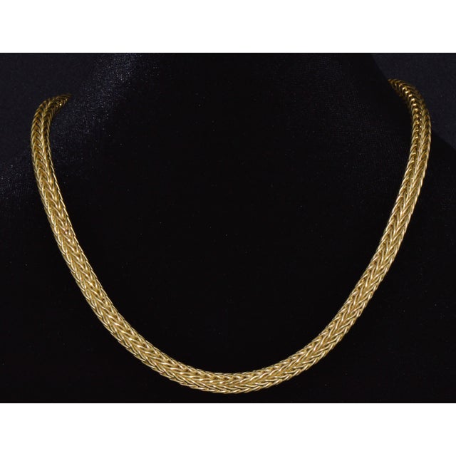 Gold 18k Solid Gold Italian Woven Braided Necklace With Black Enamel Accents – 49.1g For Sale - Image 8 of 13