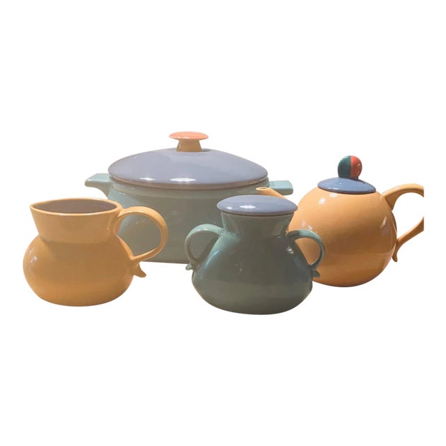 Rare, Never-Used Lindt Stymeist Colorways Serveware Set of 4 - Memphis Postmodern Japan For Sale