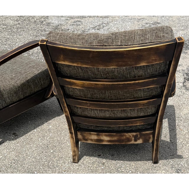 Pair of Distressed Hardwood Lounge Chairs in the Style of Dakota Jackson For Sale In West Palm - Image 6 of 10