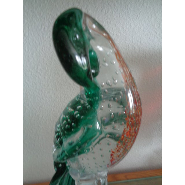 Bright Green Handblown Glass Italian Bird Sculpture For Sale - Image 8 of 8
