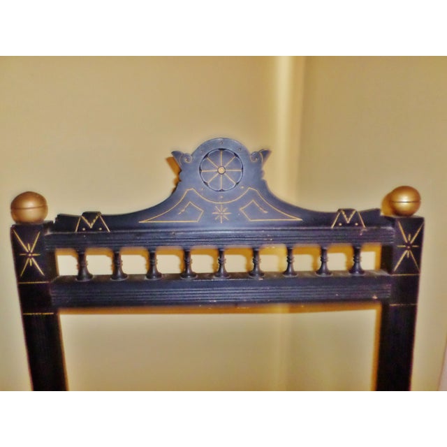 Antique Ornate Victorian Ebonized With Gold Accents Fire Screen For Sale - Image 4 of 9