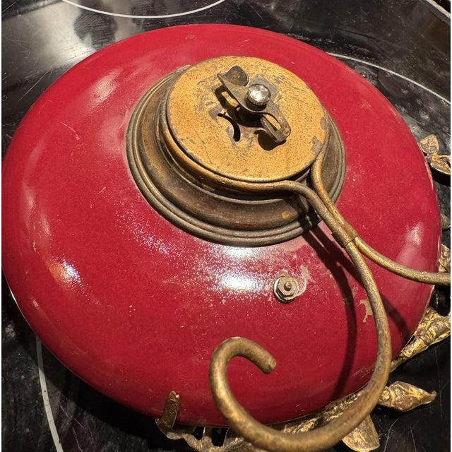 Antique German Art Nouveau Ceramic Dish Desk Clock With Metal Detailing For Sale - Image 10 of 11