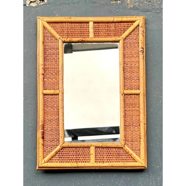Vintage Boho Woven Rattan Mirror For Sale In West Palm - Image 6 of 6
