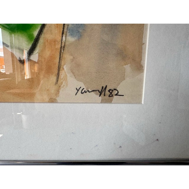 1982 Vintage Expressionist Abstract Watercolor Painting by Yamill For Sale In Miami - Image 6 of 12