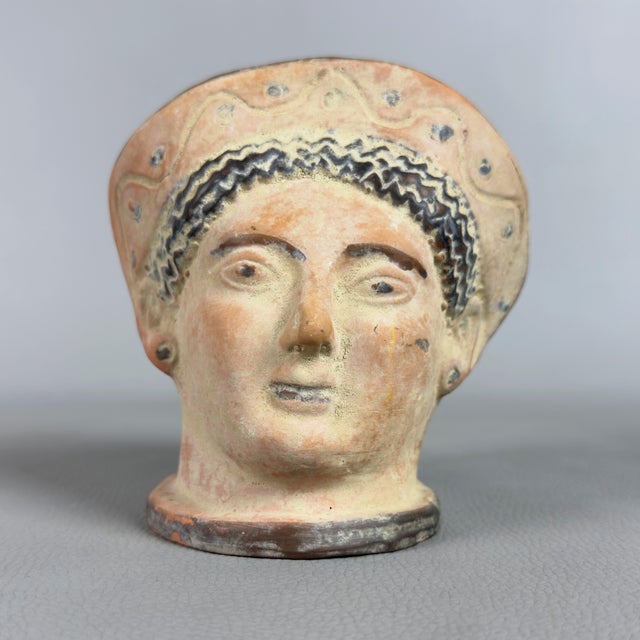 Classical Greek Head Sculpture in Terracotta, 1960s For Sale - Image 6 of 11