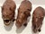 Brown 1970s Set of 3 Hand-Carved Solid Wood Rhinoceros Sculptures, Textured Hide, Inlaid Teeth and Toenails For Sale - Image 8 of 18