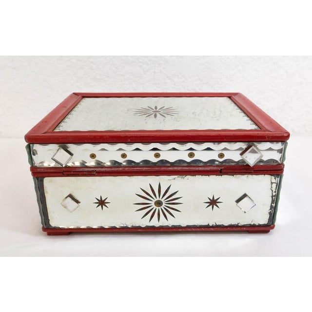 Glass French Beveled Glass Underglaze Painting Box, 1950 For Sale - Image 7 of 14