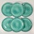 A pretty set of 6 Melamine Dinner plates feature a faux ceramic Turquise design. These rims have a row of Laurel Leaf...