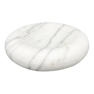 Contemporary White Marble Catchall Dish, Sculptural Stone Trinket Tray - Organic Modern, Minimalist, Transitional For Sale