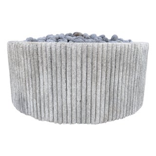 Custom Limestone Texture Fire Pit With Fluted Edges With Fire Pebbles For Sale