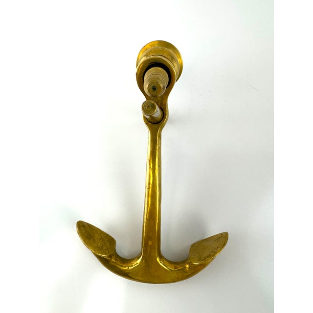 Mid 20th Century Solid Brass Nautical Anchor Candlestick Holder For Sale - Image 9 of 9