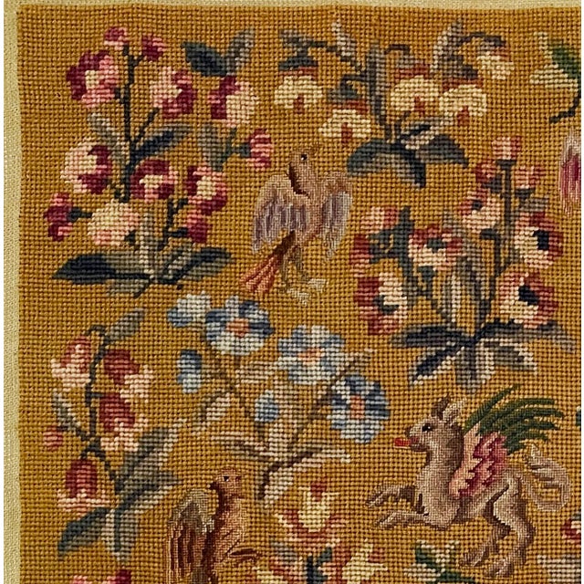 Gothic 1900 Needlepoint Sampler Pillow Front or Seat Cover For Sale - Image 3 of 9