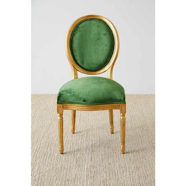 Louis Xvi Emerald Green Velvet Gilt Dining Chairs Chairish