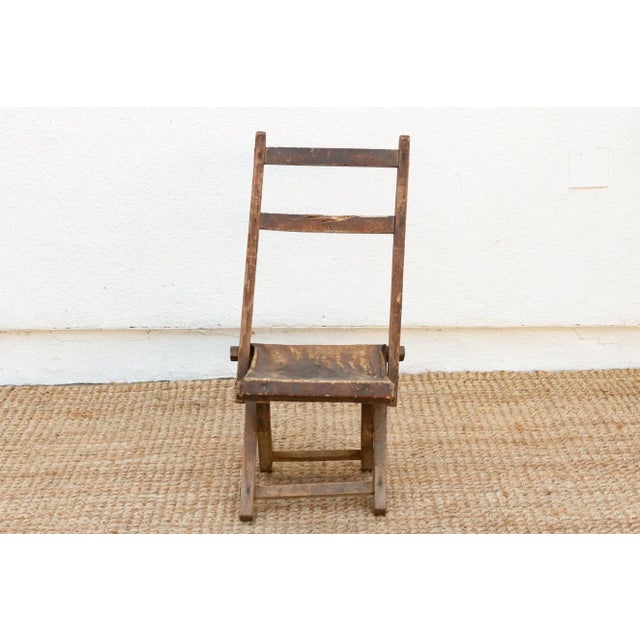 Rustic Antique Folding Travelers' Chair For Sale - Image 3 of 10
